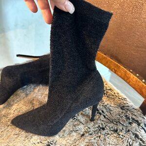 NIB Lemonade Black Sock Bootie Heeled Boots, Size 7
